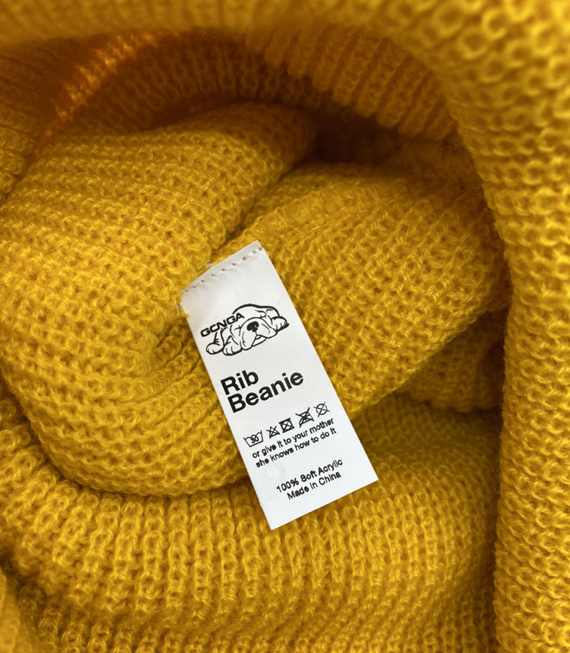 GONGA RIB BEANIE GOLDEN YELLOW black tag