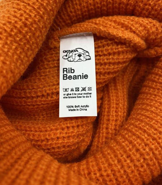 GONGA RIB BEANIE ORANGE black tag